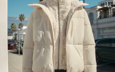 Broderie sur manteau en fourrure synthétique